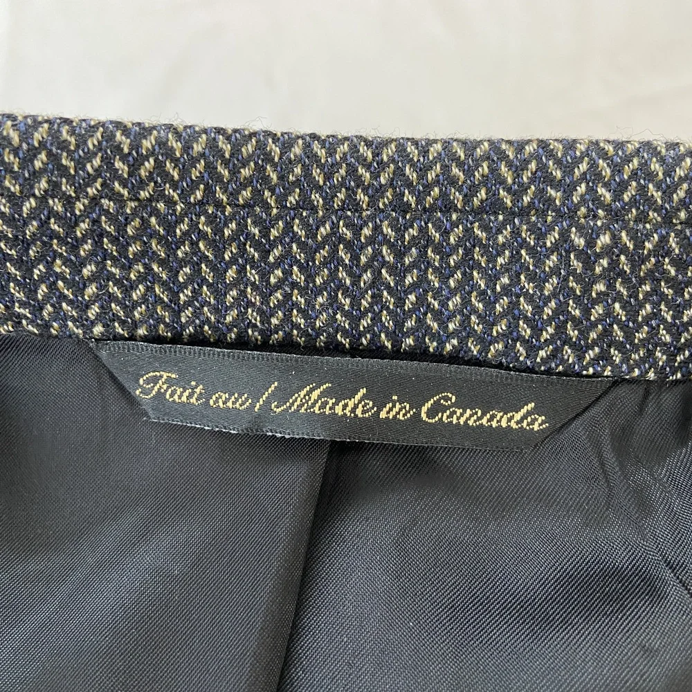 Jack Victor‎ Mark Shale Lanzawood Wool Blazer Black Tan Notched Lapel Mens 43 R